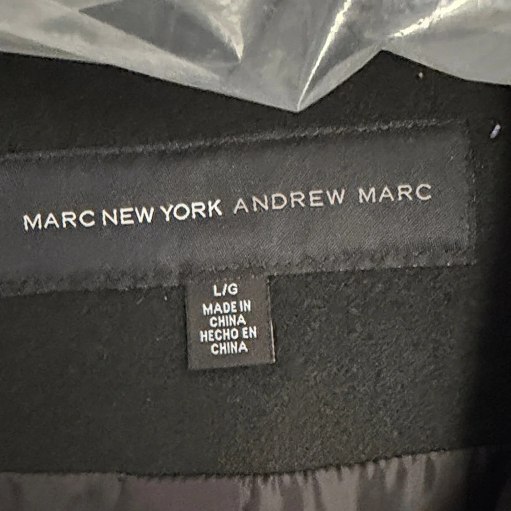 Black Wool Pea Coat by Marc New York Women's Size Large - Picture 4 of 5